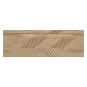 Wooden geometric pattern tile design.