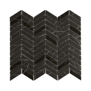 A black marble tile pattern with a zigzag design.