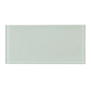 A light green glass tile wall with no border.