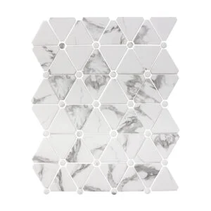 A white and gray tile pattern on the wall.
