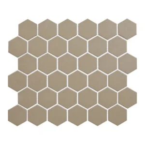 A large hexagonal tile pattern in beige.
