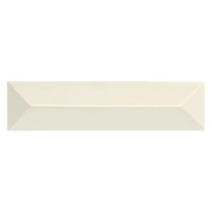 A white tile with a long rectangular shape.