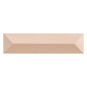 A beige rectangular shaped tile with a small triangle.
