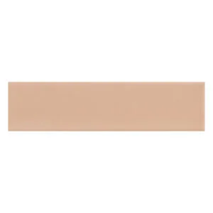 A beige tile with a white stripe on it.