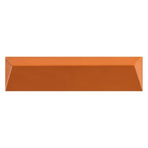 A rectangular orange tile with a triangle design.
