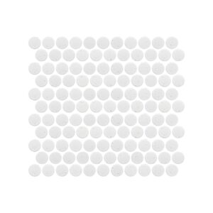 A white tile with many small circles on it.